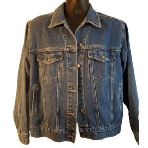 Bill Blass Jeans Heavy Denim Truckers Jacket - Med Blue Wash- Small- 100% Cotton